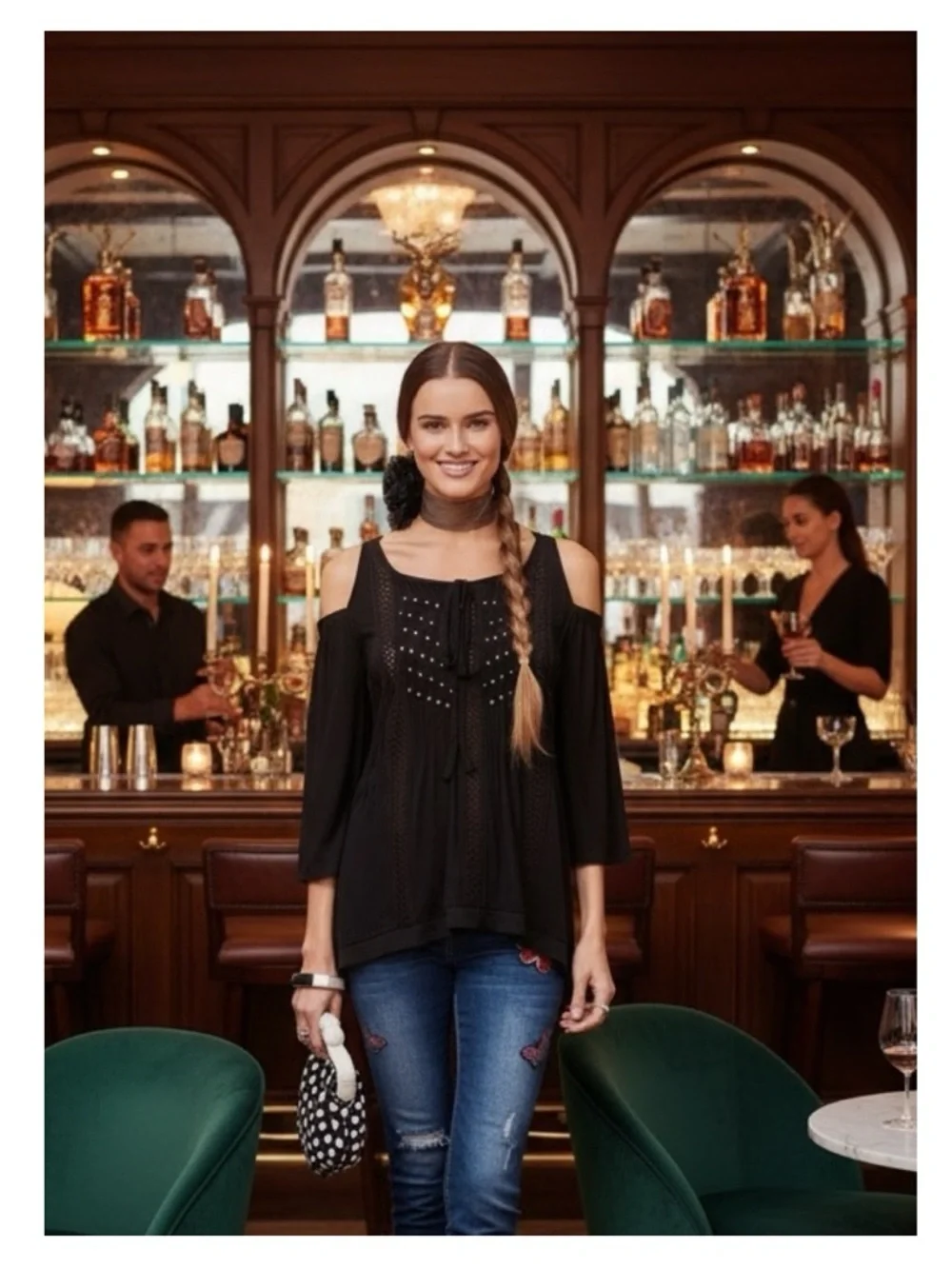 new Hale Bob ༄ Shaina Silk Crochet Cotton Voile Cold Shoulder Top ༄ Black XS - Picture 15 of 16